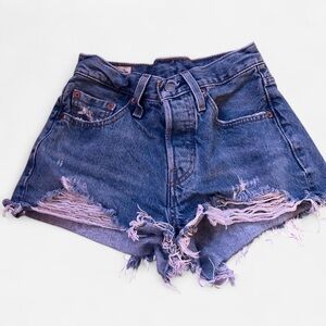 Levi's Blue Distressed Jean Shorts